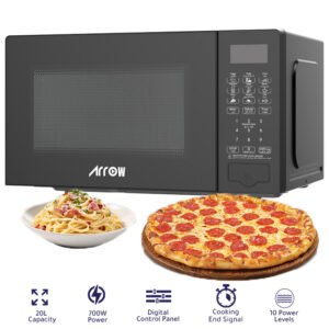 Arrow 20L Digital Microwave Oven _ 700W Power, 10 Levels, Easy Controls & Defrost Setting _ RO-20MWBD