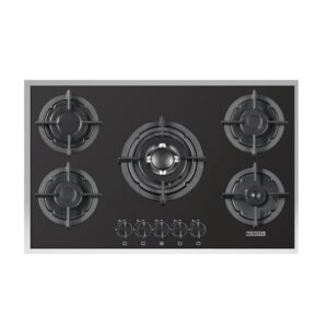 سطح تركي كومتيل مدمج, 5 عيون غاز , مقاس 60×90 سم , مفاتيح تحكم امامية, اسود، C9-50BTF-H