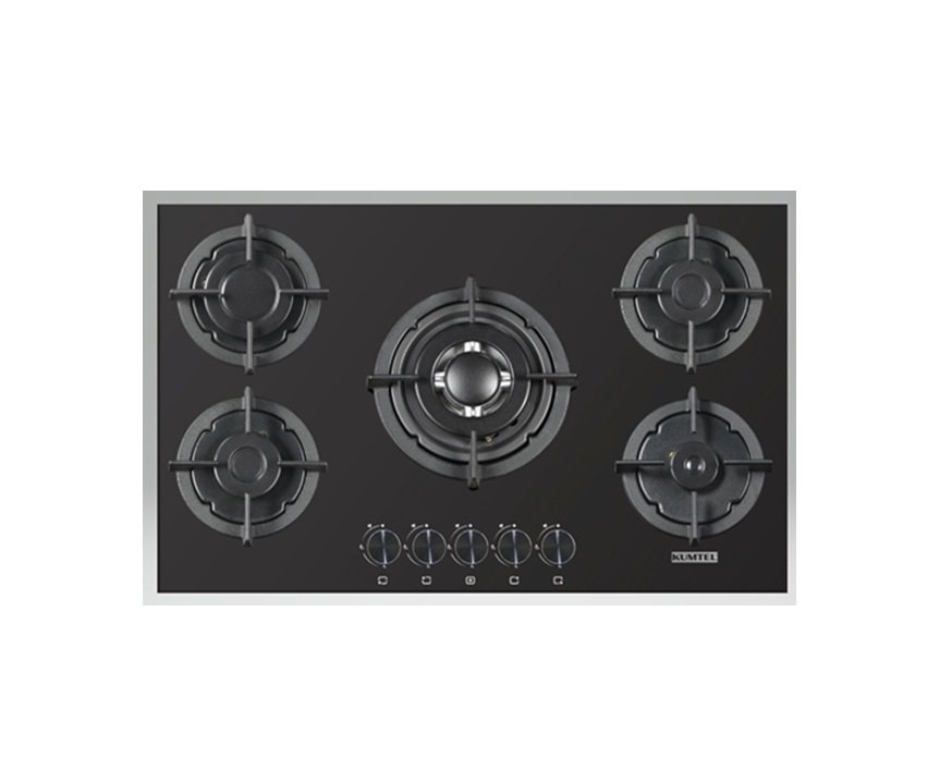 سطح تركي كومتيل مدمج, 5 عيون غاز , مقاس 60×90 سم , مفاتيح تحكم امامية, اسود، C9-50BTF-H